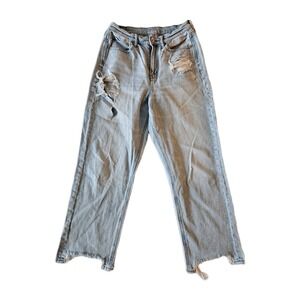American Eagle Highest Rise 90s Boyfriend Light Wash Distressed Jeans 10
